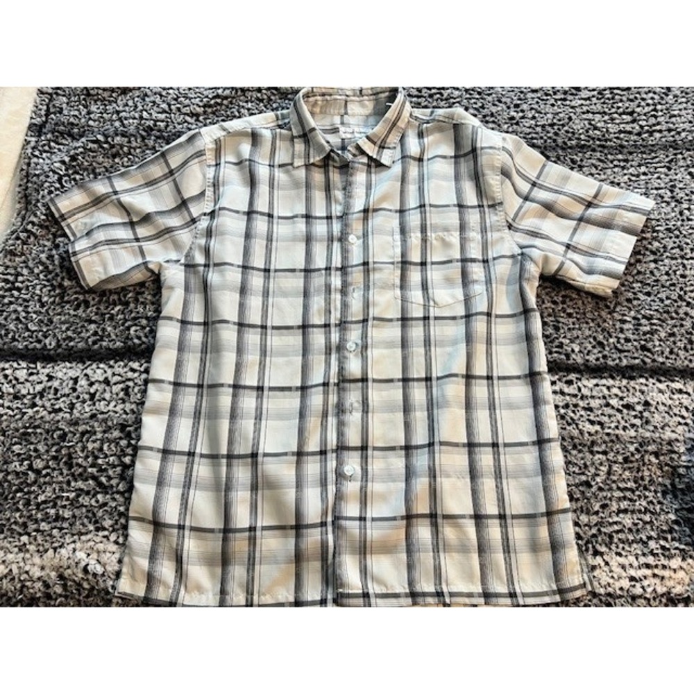 Men's Black and‎ White Michael Brandon Button Down T Shirt Size L